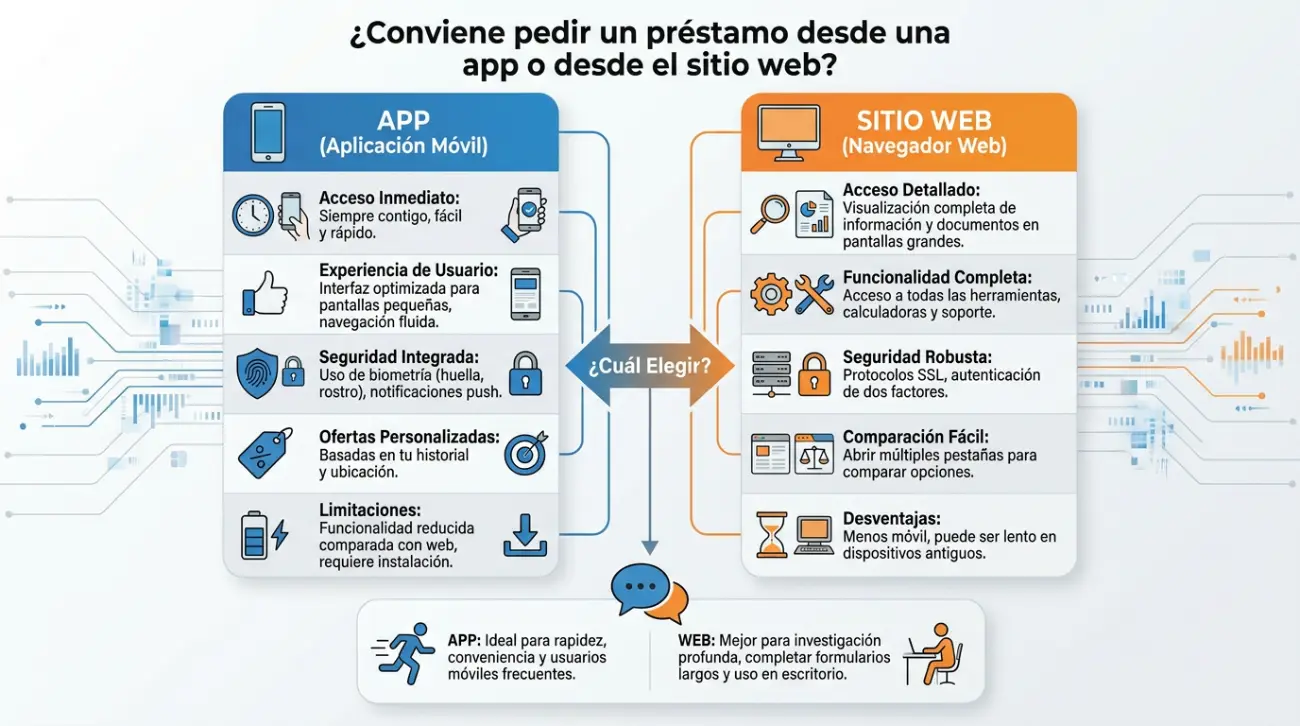 Conviene pedir un préstamo desde una app o desde el sitio web